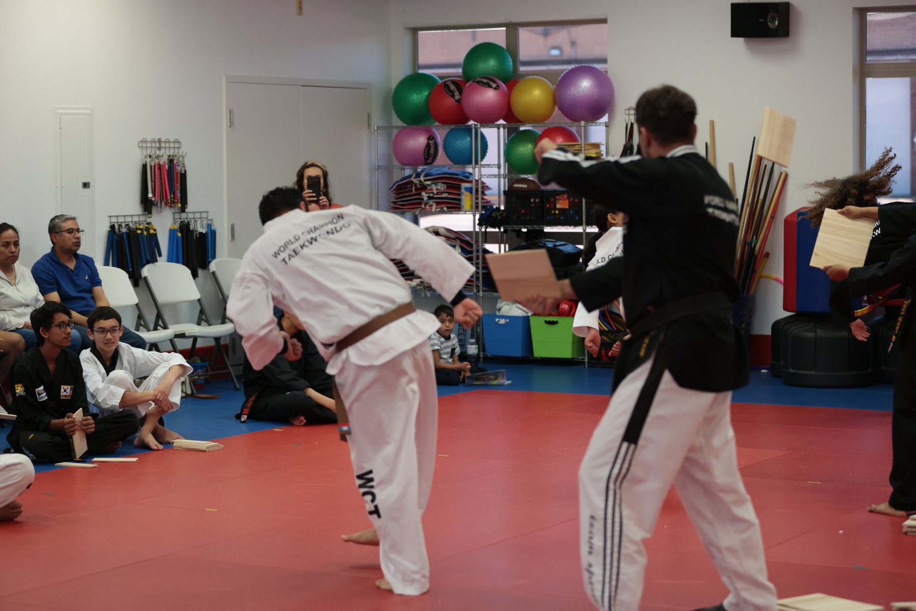 Martial arts board break during a local event.