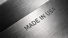 Close detail of a brushed-metal plate engraved Made in USA.